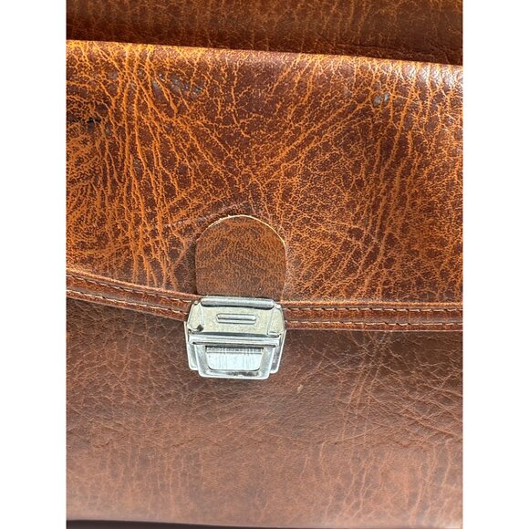 Vintage Sears Brown Vinyl Carry on / Overnight Shoulder Bag Vegan Leather - Picture 10 of 10